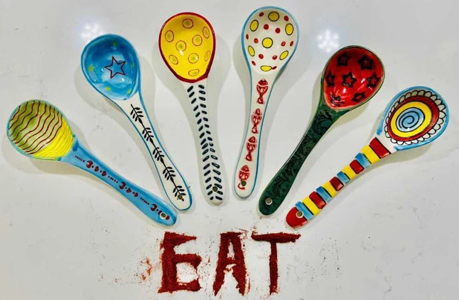 Hand-Painted Kitchen Spoons, Set of 6