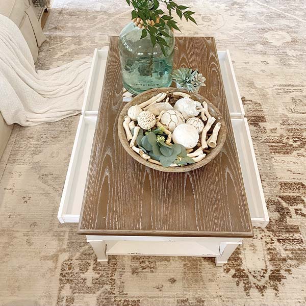 Traditional French Accent Coffee Table with Drawers