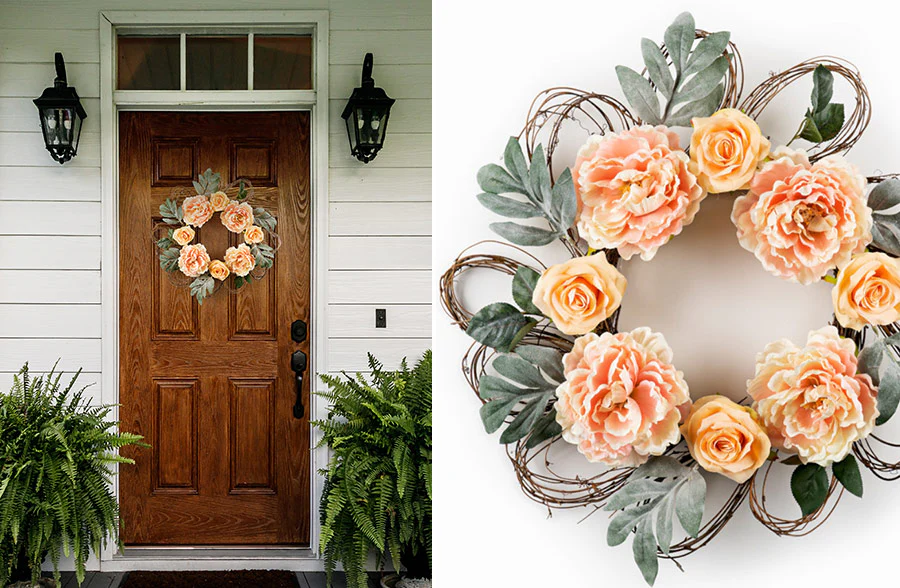 Peony and Rose Vine Wreath