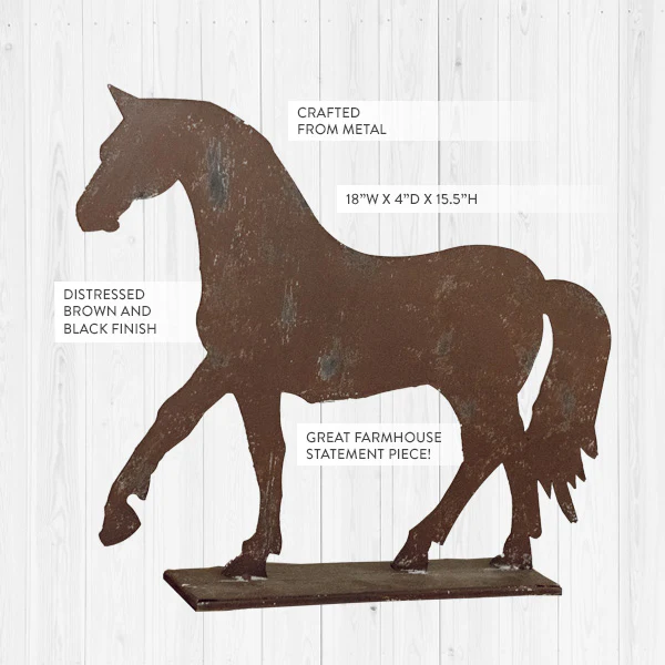 Rusted Patina Horse Silhouette Statue
