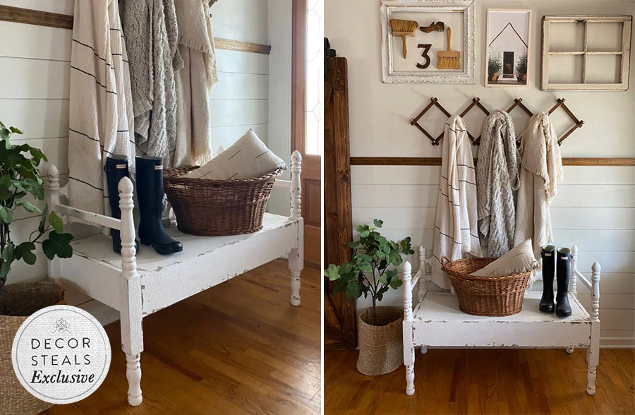 Chippy White Wooden Cottage Bench