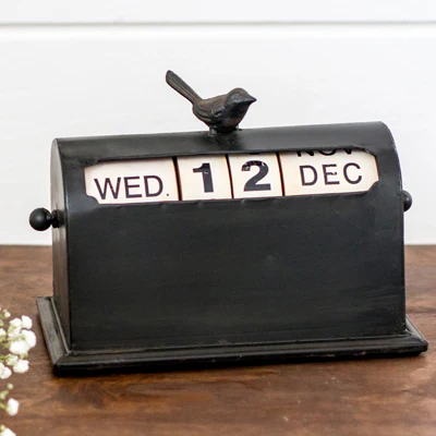 Metal Perpetual Calendar With Bird
