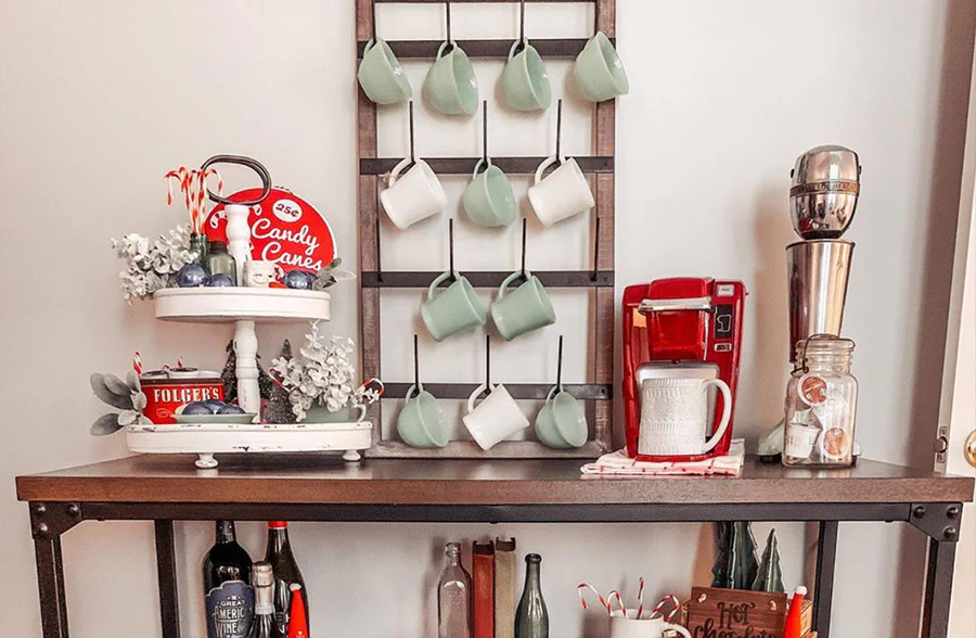 Wall Mounted Wood Framed Cup Rack