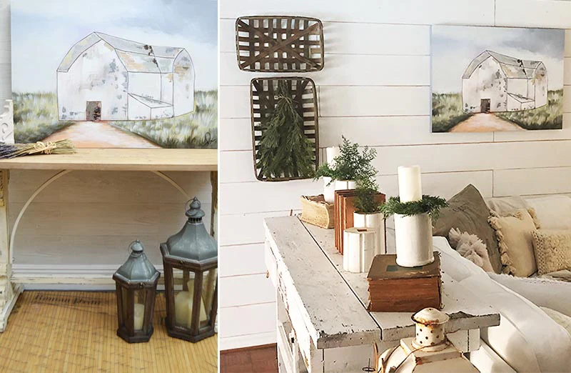 HUGE Hand Painted Weathered Barn Print