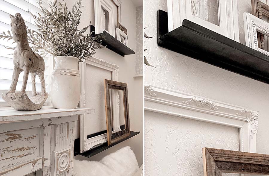 Metal Gunmetal Floating Wall Shelves, Set of 2