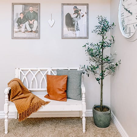 White Wooden Cross Back Bench