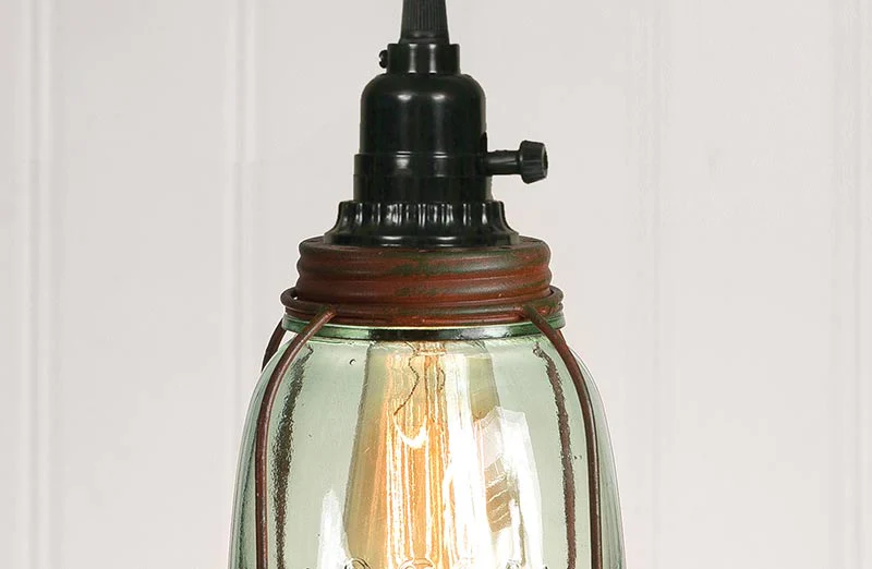Caged Mason Jar Pendant Lamp