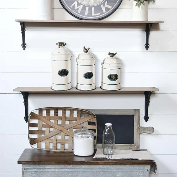 Enamel Inspired Farm Animal Kitchen Canisters  Set Of 3