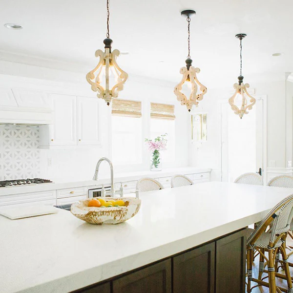 Distressed White Wood Chandelier