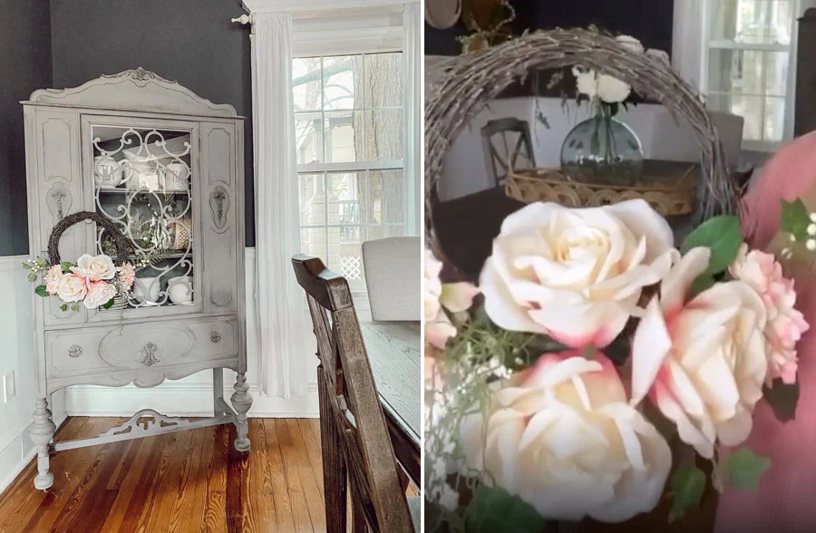 Asymmetrical Rose Bouquet Twig Wreath