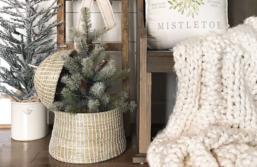 Bee Hive Inspired Woven Basket with Hinged Lid