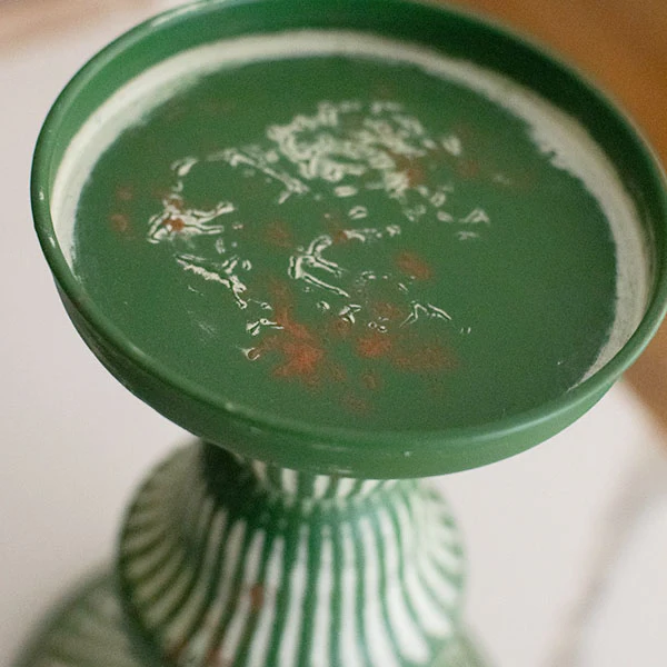 Distressed Antique Green Metal Candle Holders, Set of 2