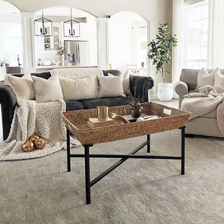 Woven Hyacinth Tray Top Coffee Table