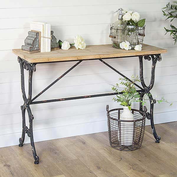 Ornate Wood and Metal Console Table