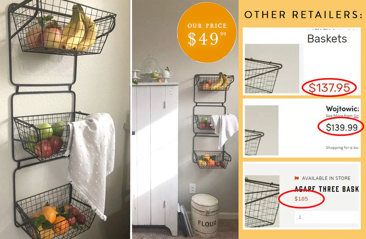 Three Tiered Wall Storage Baskets