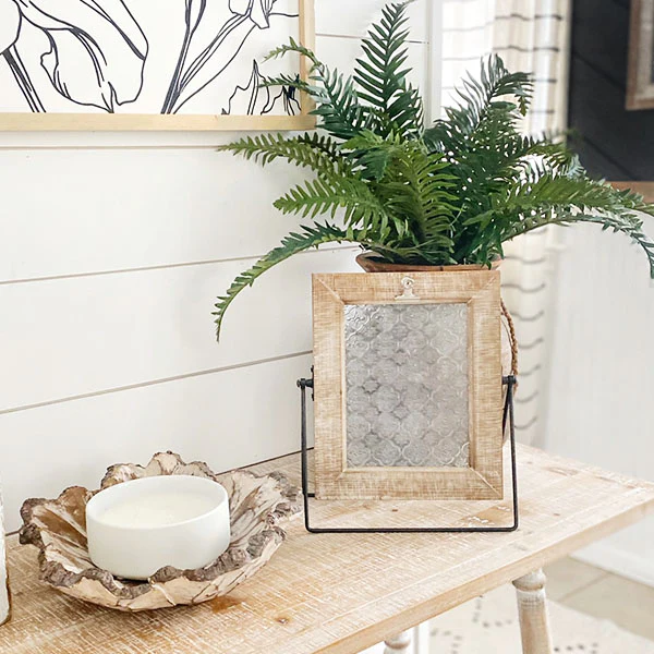 Wooden Framed Embossed Glass Display Easel