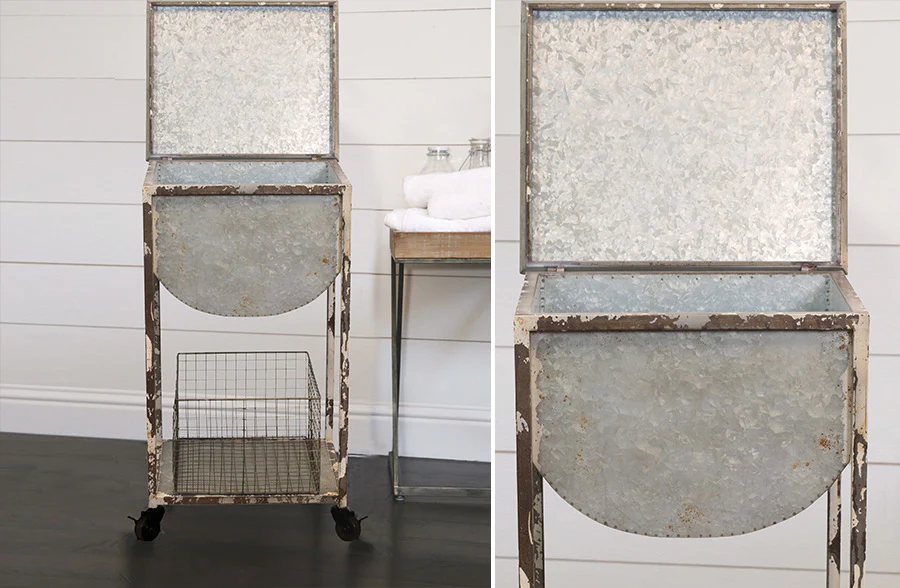Distressed Wash Tub Storage Side Table