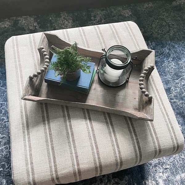 Farmhouse Stripe Fabric Ottoman