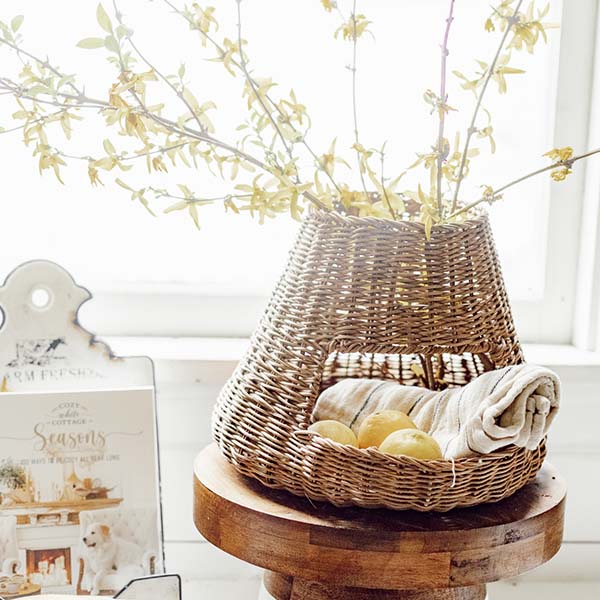 Handwoven Wicker Vegetable Basket with Lid