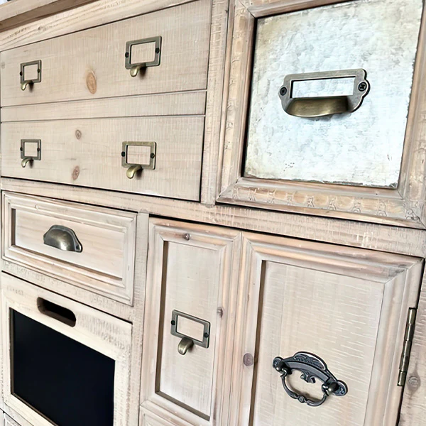 Wood Cabinet with Chalkboard Drawers