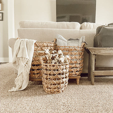 Open Weave Seagrass Baskets, Set of 3