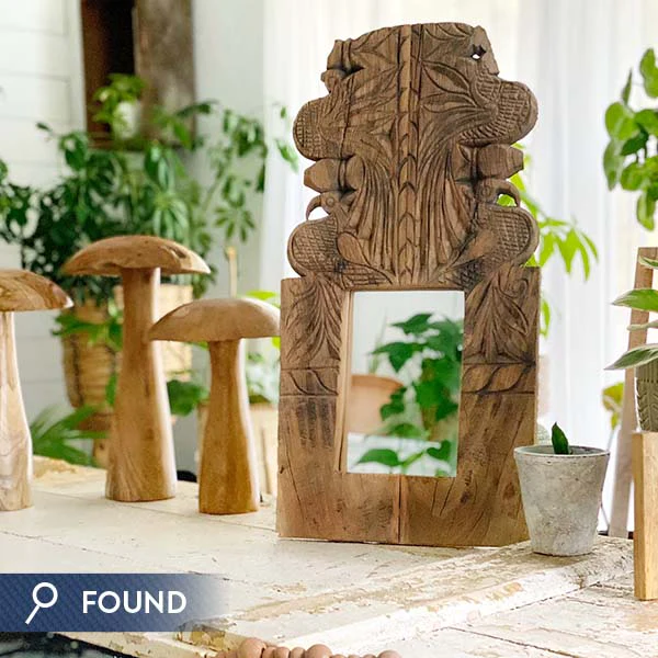 FOUND Hand-Carved Wood Banister Molding Wall Mirror