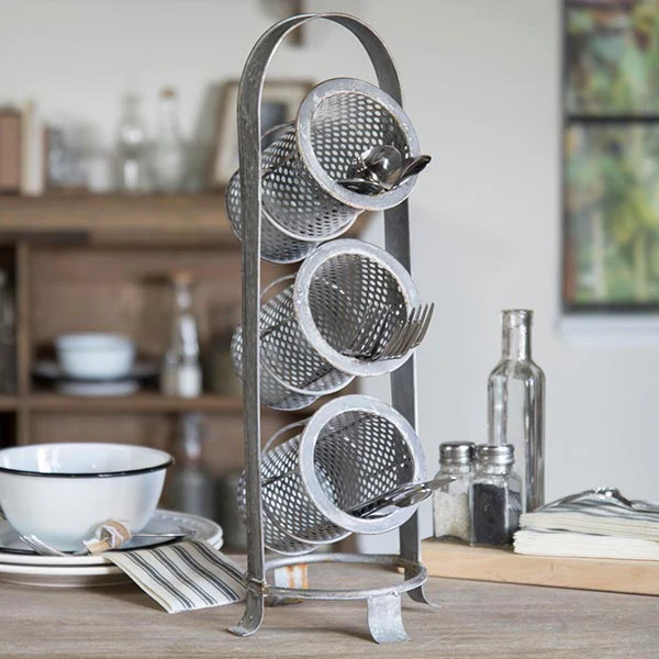 Galvanized Three Tiered Utensil Caddy