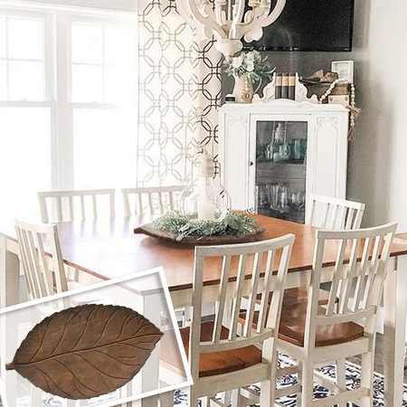 Hand-Carved Mango Wood Leaf Tray