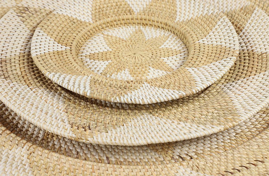 Round Wicker Wall Trays, Set of 3