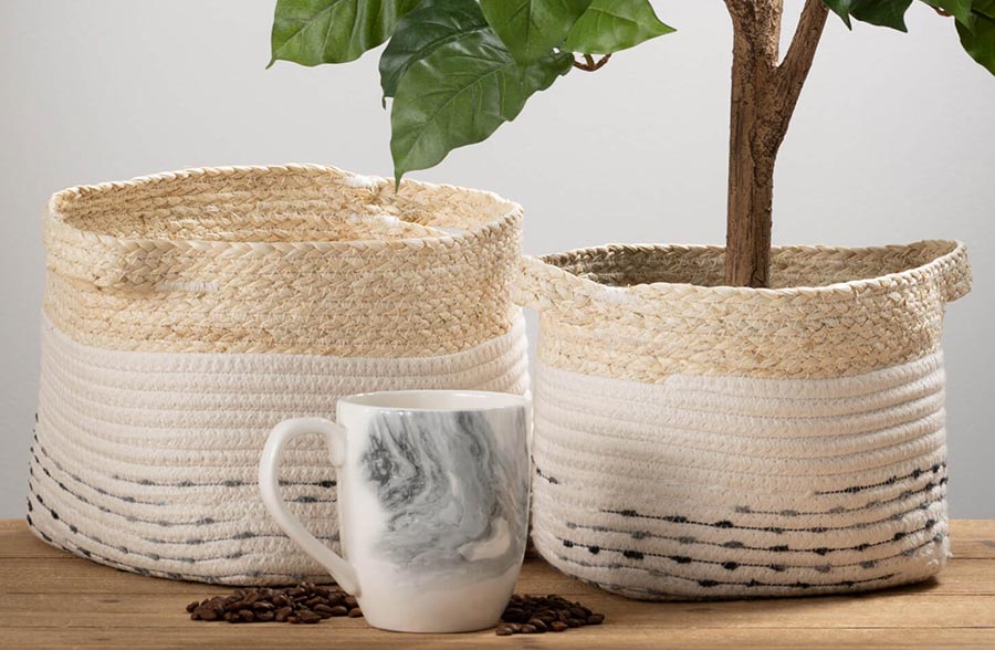 Handwoven Maize Baskets with Handles, Set of 2