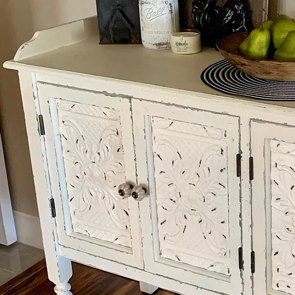 Distressed White Buffet Table