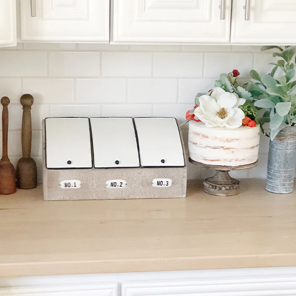 Distressed Enamel and Wood Cubby