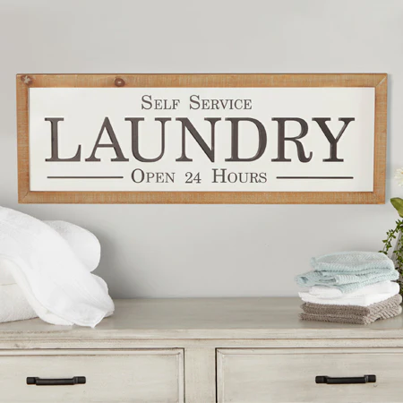 32 Inch Wooden Framed Laundry Sign