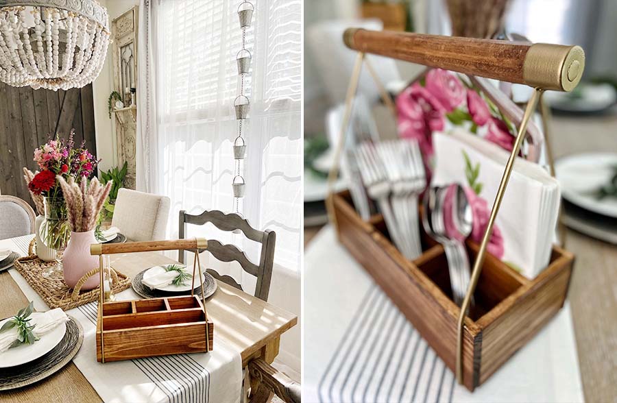 Wooden Kitchen Caddy with Handle