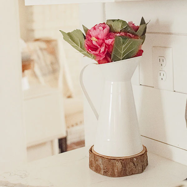 Ceramic Pitcher with Faux Flowers
