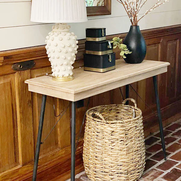 Modern Farmhouse Wood and Metal Console Table