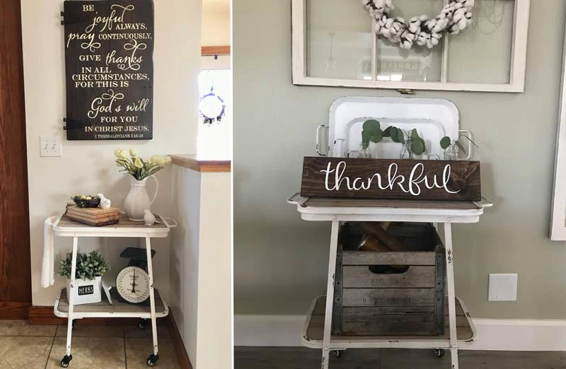 Distressed Metal Rolling Cart