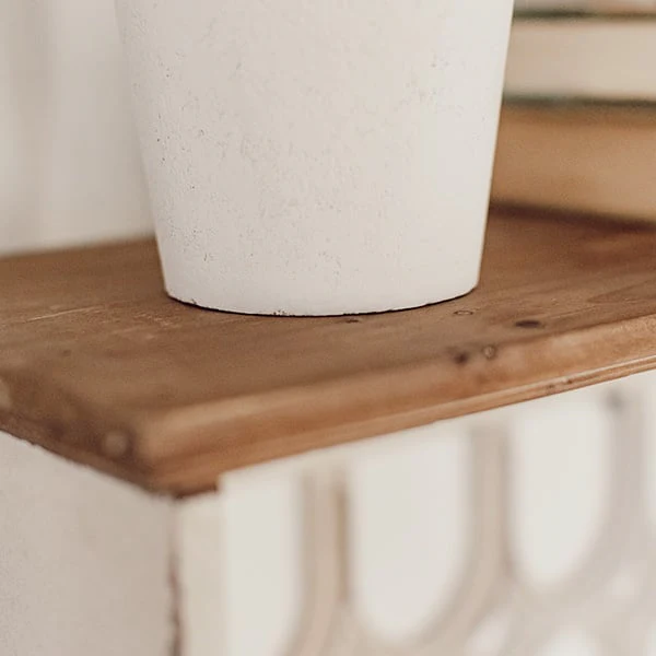 Distressed Victorian Wall Shelf with Hooks