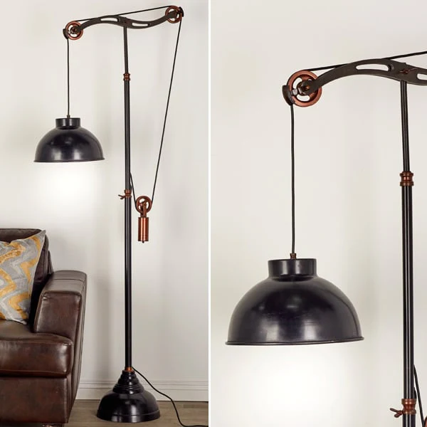 Industrial Pulley Floor Lamp