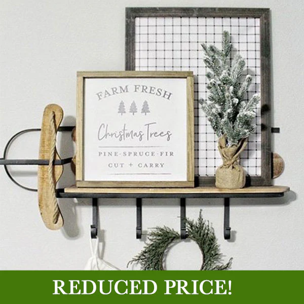Retro Wood and Metal Sled Wall Shelf