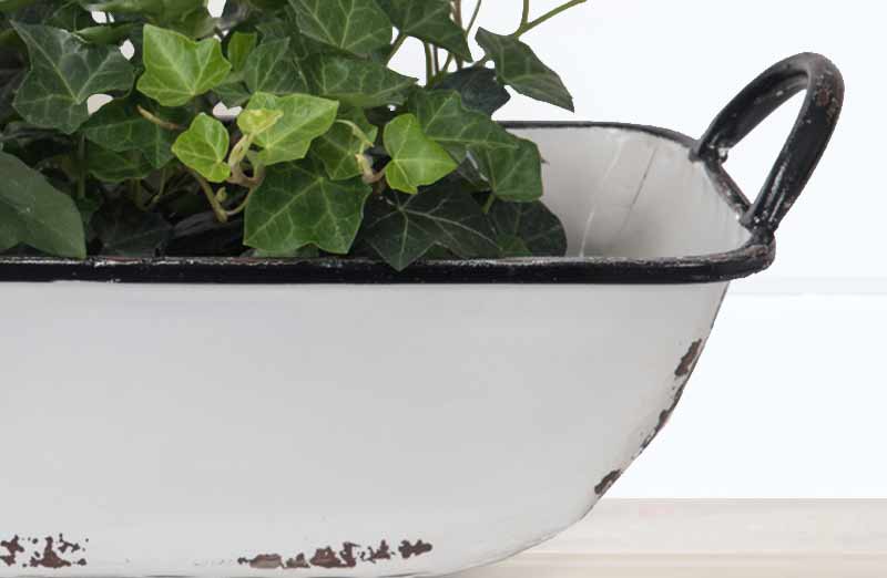 *LARGE* Distressed White Rectangle Enamel Tray