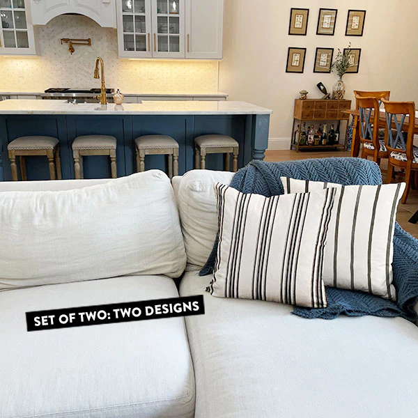 Hand Blocked Mudcloth Striped Pillows, Set of 2