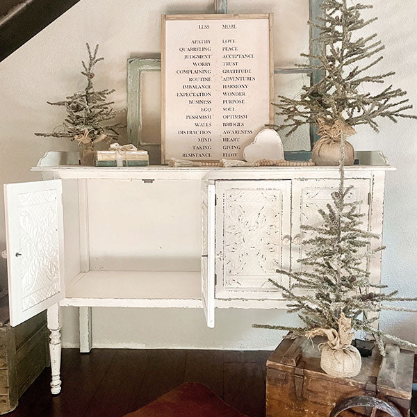 Distressed White Buffet Table