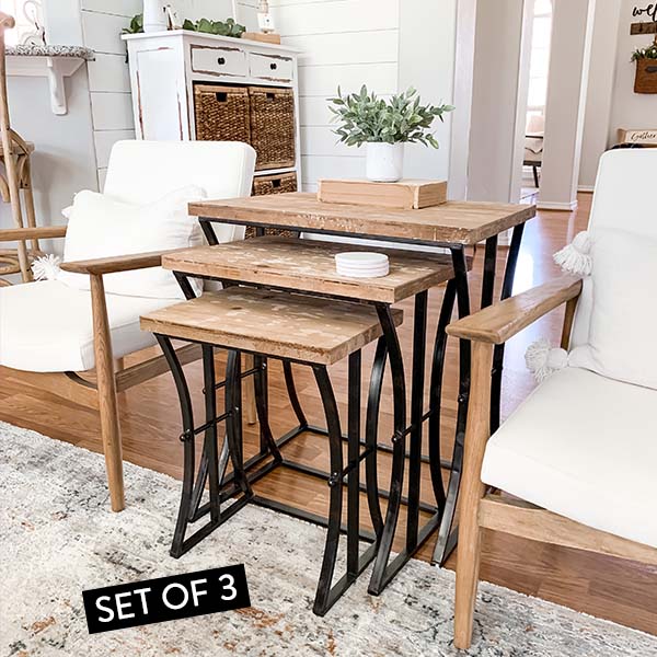 Metal Framed Nesting Tables, Set of 3