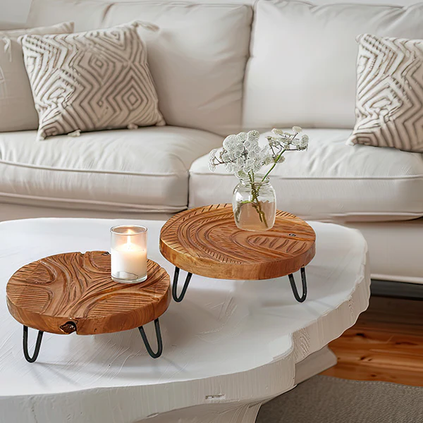 Teak Wood Risers, Set of 2