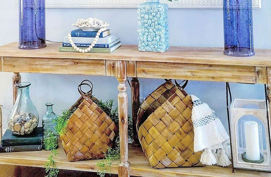 Large Woven Baskets with Handles, Set of 2