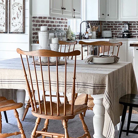 *HUGE* French Stripe Linen Table Cloth