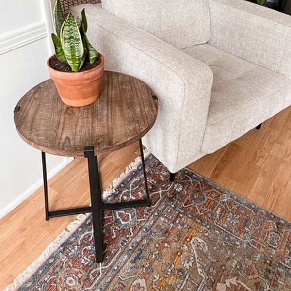 Round Side Table with Metal Base