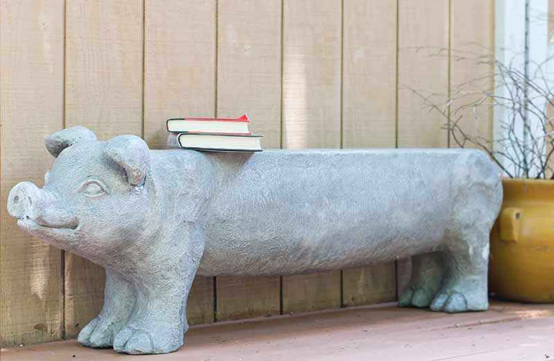 *HUGE* Eclectic Pig Garden Bench