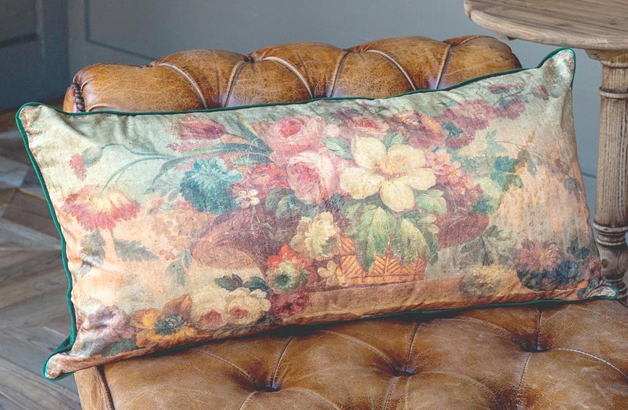HUGE Velvet Floral Bolster Pillow
